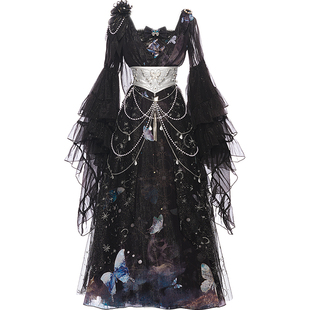 【优派瑞】维蒂纳 黑长 帝政Lolita洋装lo裙洛丽塔花嫁哥特连衣裙