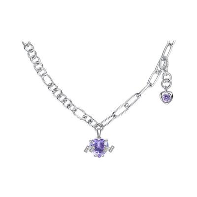 tripletipsy紫色爱心小众项链