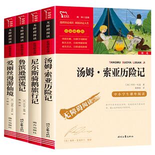 全套4册 尼尔斯骑鹅旅行记六年级下册必读正版的课外书原著完整版鲁滨逊漂流记快乐读书吧6六下汤姆索亚历险记爱丽丝漫游奇境宾孙