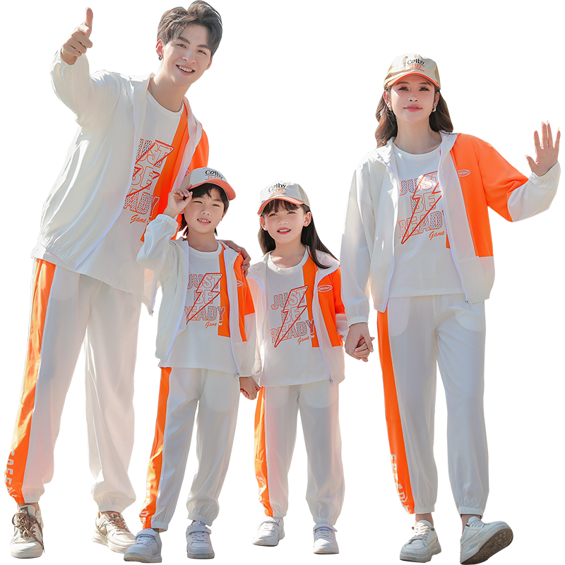 亲子装运动休闲一家三口三件套装