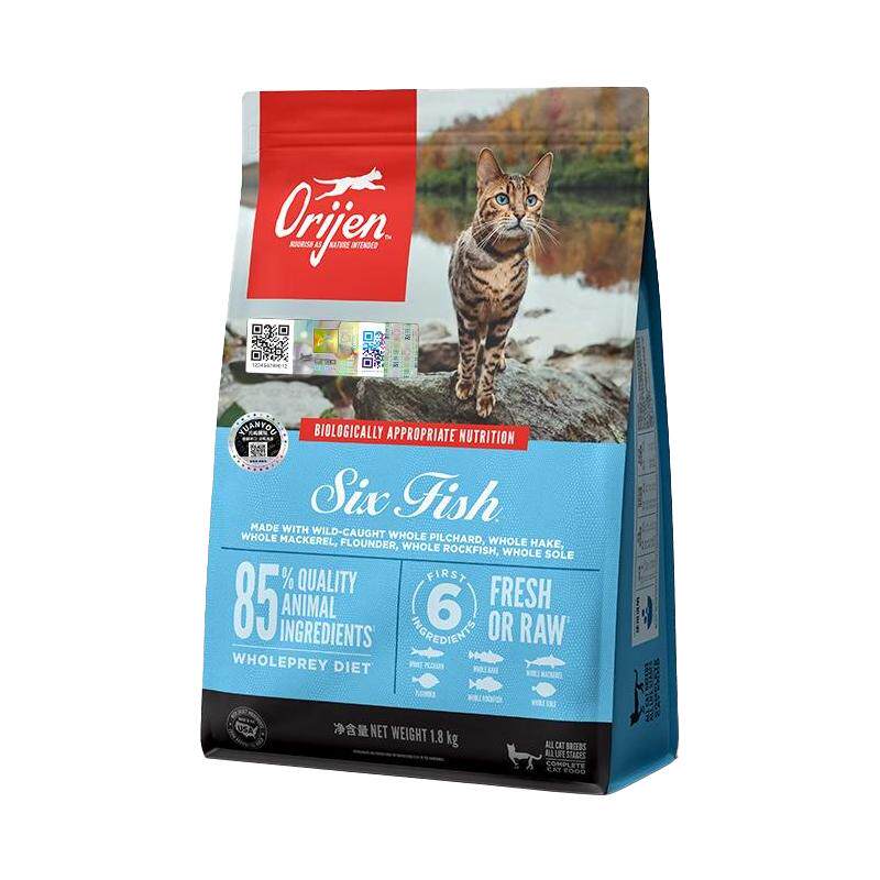 【自营】Orijen渴望美国进口成猫幼猫六种鱼猫粮美毛护肤1.8kg
