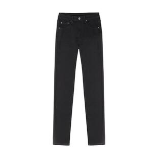 加绒窄版直筒裤女2026年新款爆款冬季裤子小个子阔腿黑色牛仔裤子