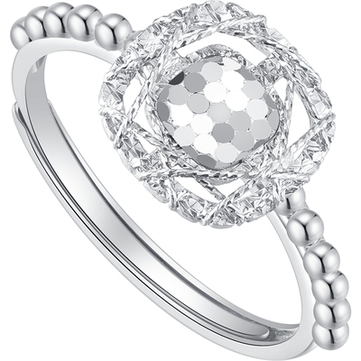 潮宏基铂雅铂金戒指方糖手饰