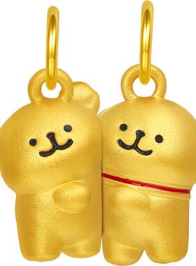 潮宏基线条小狗足金吊坠