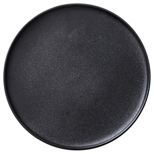 黑色陶瓷复古牛排盘简约磨砂餐厅西餐盘菜盘子素雅平盘鱼盘沙拉盘