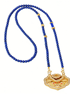 2025年冬新原创设计玉石吊坠天然青金石手工黄金配链挂绳双耳挂链