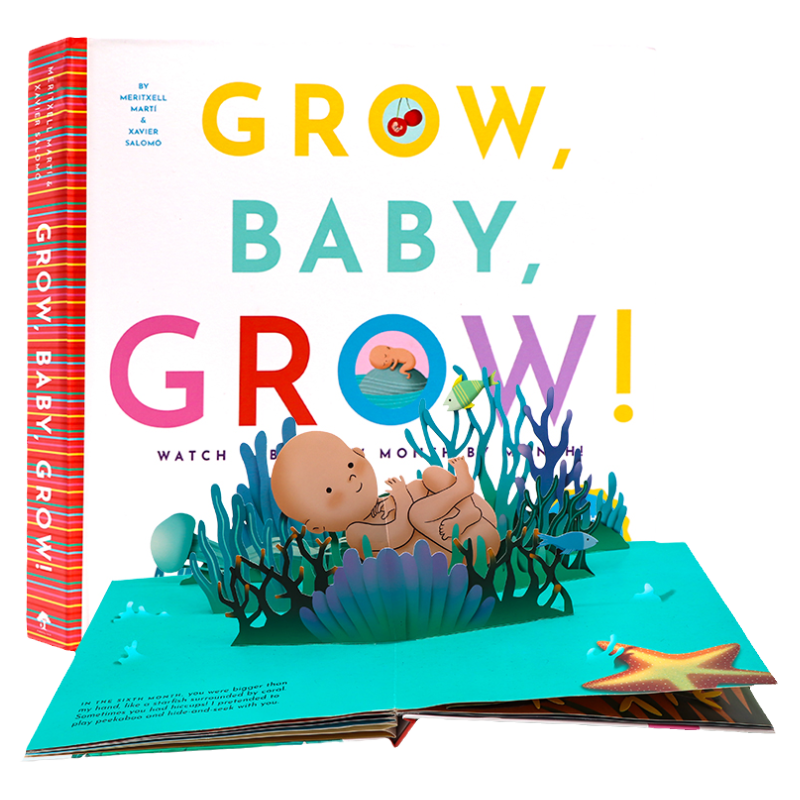 现货进口英文原版正版绘本 成长吧宝贝3D立体书 Grow, Baby, Grow! 立体呈现胎宝宝每个月的生长过程幼儿童启蒙认知亲子互动立体书