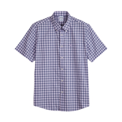 布克兄弟25夏季男士格纹短袖衬衫