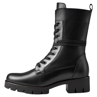 Gabor德国嘉步31712靴子 经典时尚反绒粗跟侧拉链工装靴女