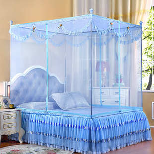 纹账 1.8m床家用卧室加厚加密新款 蚊帐支架加粗三开门拉链1.4 1.5