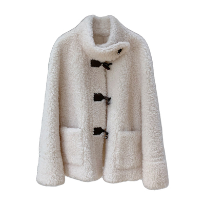 高级感羊羔毛皮毛一体牛角扣