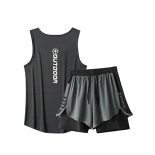 潮流健身房衣服跑步运动快干背心套装篮球短裤田径宽松训练服装备