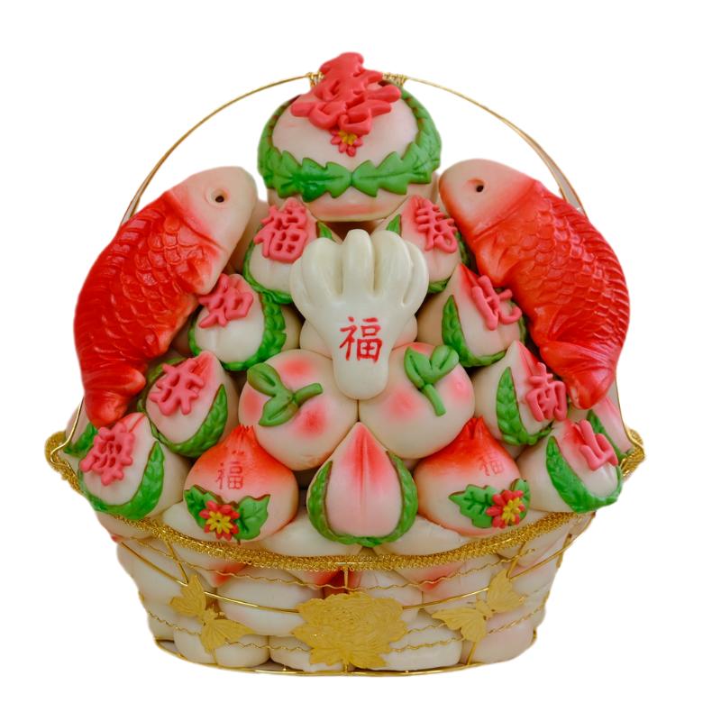 天津桂福来寿桃馒头生日老人蛋糕小孩周岁定制寿桃包礼盒食品现做