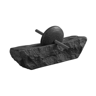 中药碾子研磨药船乌金石头老式碾槽家用碾磨器茶碾抹茶器石雕摆件