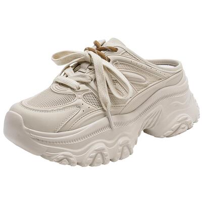 哈森厚底休闲鞋女春夏新款网面透气一脚蹬凉鞋HCM251606