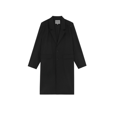 BODYDREAM含羊毛大衣男中长款平驳领黑色风衣智性通勤梭织外套