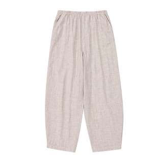 宜色家睡裤女春夏新款纯棉双层纱宽松大码休闲弯月裤家居裤长裤