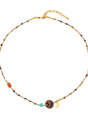 设计师款捷克珠虎眼石转运珠项链