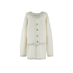 COOLLINE林子熙 春日静香 重工手缝钉钻温柔针织上衣半裙套装女