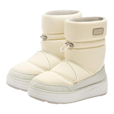 蕉下户外气绒靴厚底防水白色大头女雪地靴登山冬季加棉中筒防滑鞋