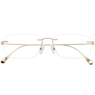 18K金眼镜架男女 真黄金近视眼镜老花无框雕花眼镜框金子可配成品