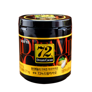 乐天黑巧克力豆56%72%82%脆米罐装梦纯黑苦味可可脂韩国进口零食