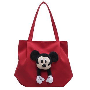 ins大容量单肩包2025新款休闲卡通尼龙手提包百搭休闲通勤托特包