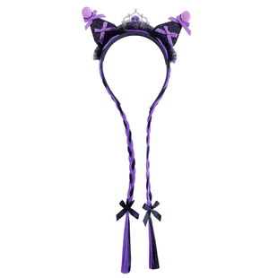 卡通库洛米假发辫子发箍儿童皇冠头饰小女孩蝴蝶结头箍不勒头发饰