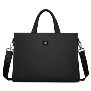 保罗公文包男士商务出差文件手提电脑包帆布大容量单肩斜跨会议包