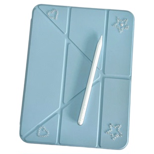 CanvasCase韩系ins呆萌小狗插画Y+三折适用ipad11保护套air7/6新款ipad10带笔槽pro11寸防弯摔苹果平板保护壳