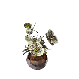 高级感轻奢切面咖色玻璃小花瓶花艺酒店洽谈桌茶几角几小桌花摆件