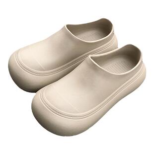 细细条 可爱大头雨鞋女四季通用户外穿时尚防滑防水包头半拖鞋ins