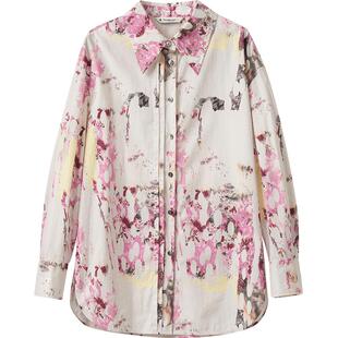 播商场同款Houzichao联名24冬季新款印花气质宽松衬衫BDR4CD3461