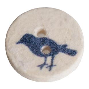 12mm 一颗价英国Textile Garden椰壳材质白底蓝色染蓝鸟纽扣