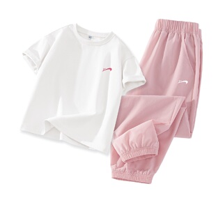 贵人鸟童装女童夏套装2026新款儿童纯棉短袖t恤夏季大童速干夏装