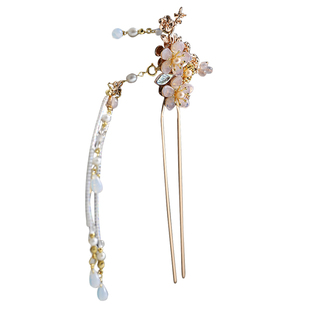 青雀记手工汉服发饰复古风仙女长流苏发簪发钗步摇汉服头饰花满溪