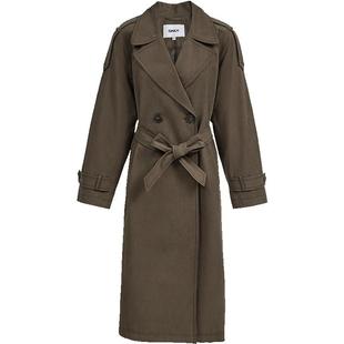 【王牌风衣】ONLY2025冬季新款老钱风双排扣收腰廓形长款显瘦外套