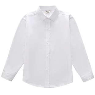 童装加肥男童白色长袖衬衫纯棉中大童春夏款学生表演衬衣儿童校服