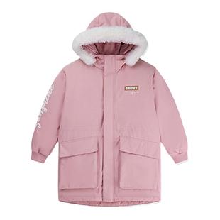 中国乔丹儿童女大童2024秋冬新款加绒保暖羽绒服外套长款T9415697