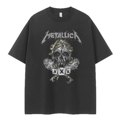 Metallica乐队暗黑骷髅头T恤