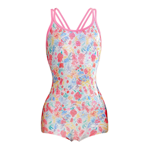 连体竞速泳衣女款平角2026新款漫花韵游泳馆专用泡温泉绝美游泳衣