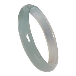 半山半水天然冰种玛瑙玉髓手镯渐变透亮翡翠镯子玉镯闺蜜女友礼物