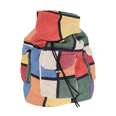 RNRNEPAL纯麻彩色拼接双肩包