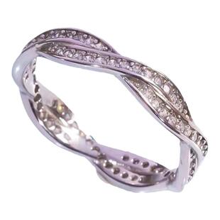 18K金玫瑰金满钻麻花戒指进口D色莫桑石镶嵌编织时尚指环不过敏潮