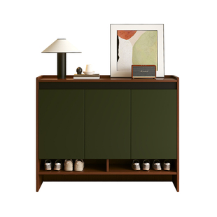 中古风鞋柜收纳柜一体靠墙家用门口超薄入户小窄新款玄关柜置物柜