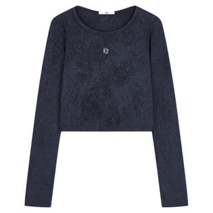 SLY 夏季新品基础款简约金属标短款针织上衣女030ISR90-1561