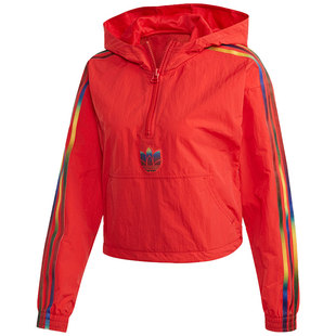 Adidas/阿迪达斯正品三叶草女子半拉链连帽运动套头衫卫衣 GJ7717