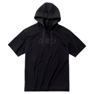 MrBu布先生短袖t恤男款夏季上衣连帽减龄字母刺绣黑色休闲GT16367