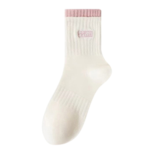 运动中筒袜子女款秋冬防臭吸汗透气长筒袜女生白色无骨抗起球长袜