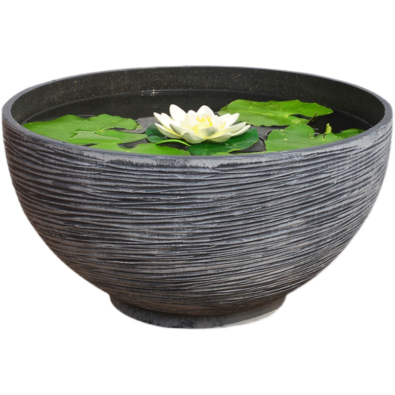 白色塑料水培花盆特大號(hào)仿石加厚庭院睡蓮銅錢草養(yǎng)魚荷花碗蓮盆缸